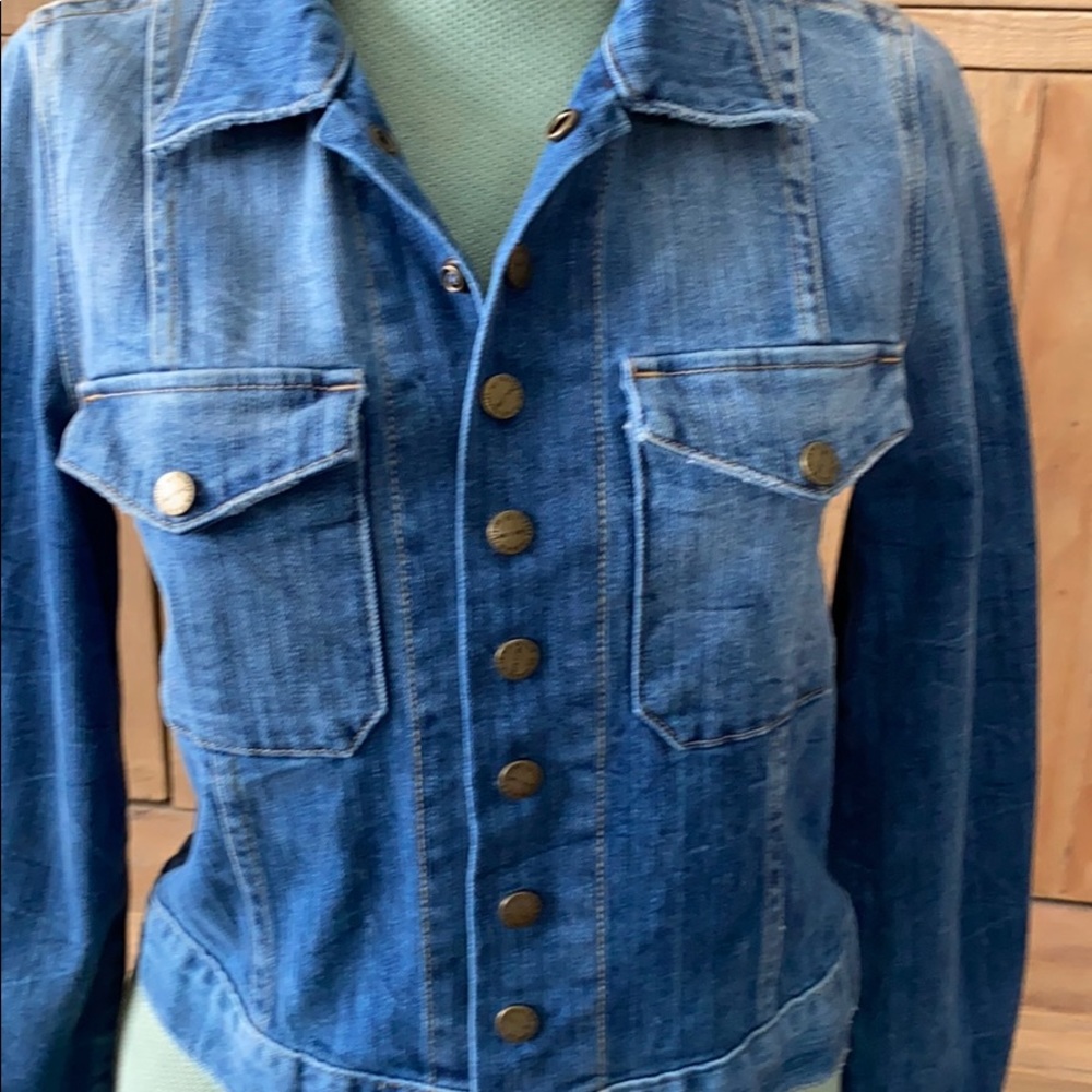 Current Elliot Denim Jacket Snap Size 2 Medium - image 4
